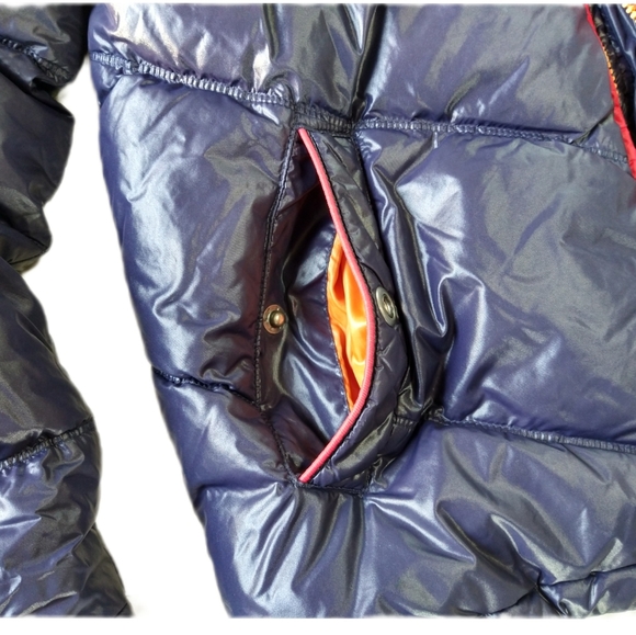 PUMA Super Thick Puffer Blue Red Multi-Pocket High Collar Zip Jacket - Picture 3 of 12